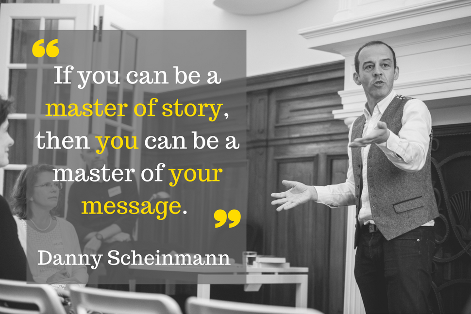 Danny Scheinmann speaking at a Clear Europe course with the quote 